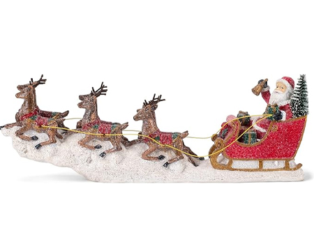 Reindeer Santa Sleigh Figurine