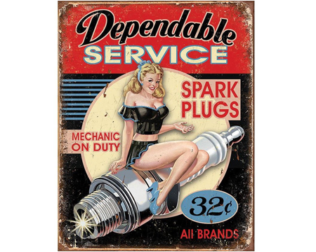 Dependable Service Spark Plugs Sign