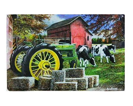 John Deere Barn & Cows Tin Sign