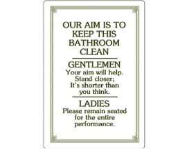 Aim To Keep The Bathroom Clean Tin Sign