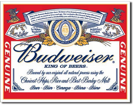 Budweiser® King Of Beers Label Tin Sign