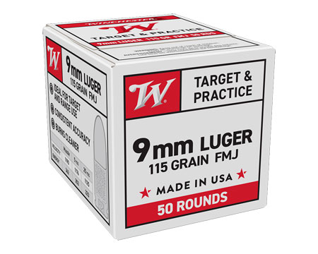 Winchester&reg; 9mm 115gr FMJ 50rds