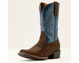 Ariat® Men's Sport Narrow Cutter Toe Cowboy Boot - Aged Smokehouse Roughout Midnight Blue