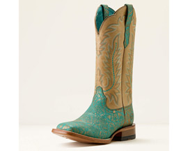 Ariat® Women's Frontier Tilly Wide Square Toe Western Boot - Seaglass Elephant Print