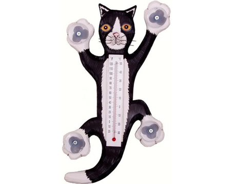 Songbird Essentials� Black and White Cat Thermometer