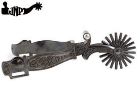 Jeremiah Watt Blued Spurs - #80 Floral Band & Floral Ball Shank w/ 2" 21 Point Rowels