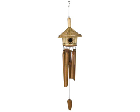 Woodstock Chimes&reg; Asli Arts Brown� Thatched Roof Birdhouse Bamboo Wind Chime