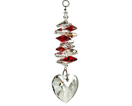 Woodstock Chimes&reg; Rainbow Makers Cascade Collection� 4 in. Ruby Crystal Heart Suncatcher Wind Chime