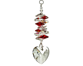 Woodstock Chimes&reg; Rainbow Makers Cascade Collection� 4 in. Ruby Crystal Heart Suncatcher Wind Chime