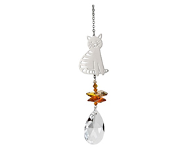 Woodstock Chimes&reg; Rainbow Makers Cascade Collection� 4.5 Tabby Cat Crystal Suncatcher Wind Chime