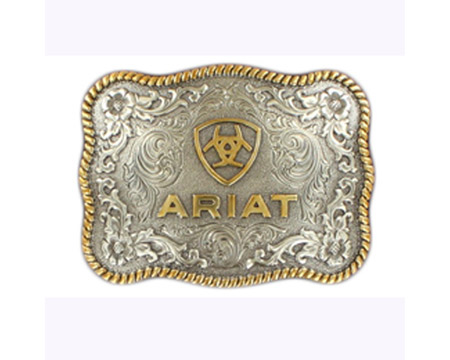 Ariat&reg; Two-Tone Gold Edge Scallop Silver Belt Buckle