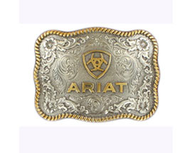 Ariat&reg; Two-Tone Gold Edge Scallop Silver Belt Buckle
