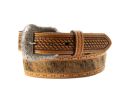 Nocona&reg; Men's Western Calf Hair Inlay Basketweave Belt 46