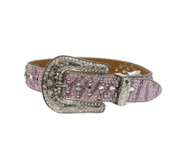 Nocona® Girls Pink Horseshoe Charm and Silver Studs Belt 