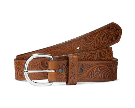 Justin&reg; 36 in. Men's Western Hand Tooled Leather Belt - Brown
