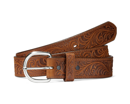 Justin&reg; 40 in. Men's Western Hand Tooled Leather Belt - Brown