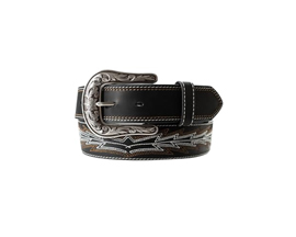Ariat&reg; Men's Medium Casanova Embroidered Boot Stitch Leather Belt - Black