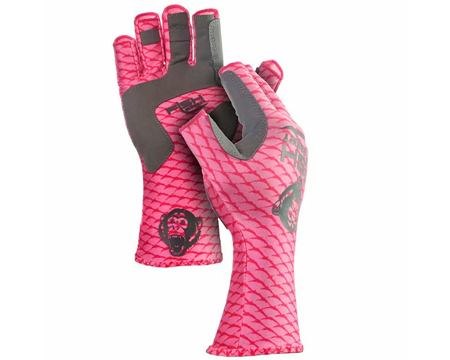 Fish Monkey® Half Finger Guide Gloves - Pink Scales M
