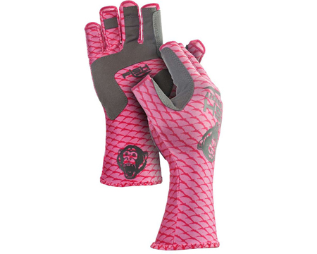 Fish Monkey® Half Finger Guide Gloves - Pink Scales Small