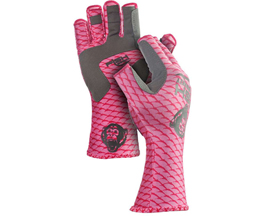 Fish Monkey® Half Finger Guide Gloves - Pink Scales Small