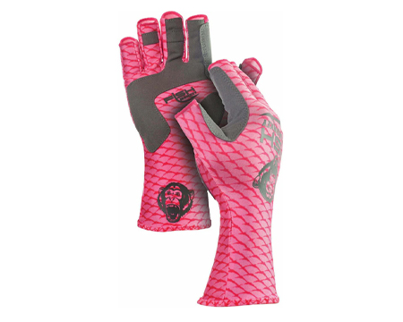 Fish Monkey® Half Finger Guide Gloves - Pink Scales XS