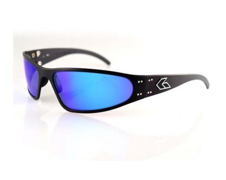 Gatorz Wraptor Sunglasses - Black Frame Blue Mirror