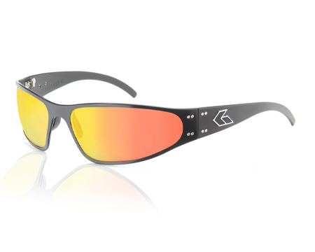 Gatorz Wraptor Sunglasses - Blackout Frame Smoke Polarized with Sunburst Mirror Lens 