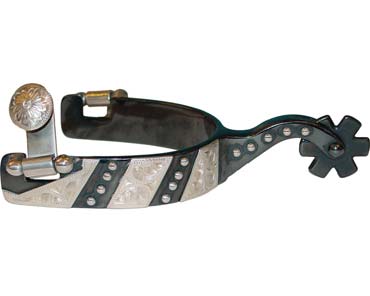 Partrade® Engraved Trim & Dots Large Spurs - Black Satin