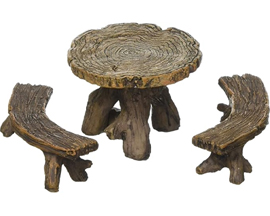 Marshall Home & Garden Fairy Log Table/Benches