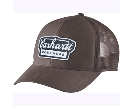 Carhartt&reg; Rugged Flex Twill Mesh-Back Script Patch Work Hat - Dark Sepia
