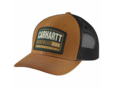 Carhartt&reg; Cotton Canvas Mesh-Back Workwear Patch Cap - Brown