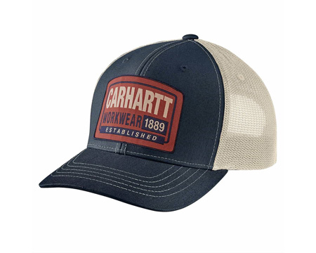 Carhartt&reg; Canvas Mesh-Back Workwear Patch Work Snapback Hat - Navy