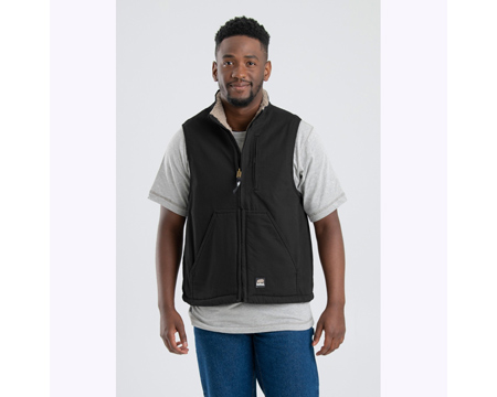 Berne&reg; Men's Large Apparel Heartland Sherpa-Lined Washed Work Vest - Black