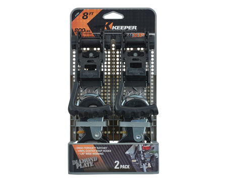 Keeper&reg; 1.25 in. X 8 ft. 800 lb. Ratchet Tie Down Strap - 2 Pack