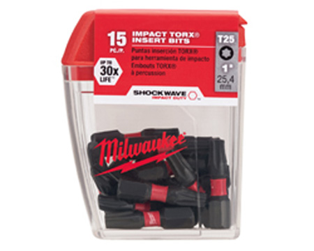 Milwaukee&reg; T25 Tool Shockwave Insert Bit Torx Tic Tac - 15 Pack