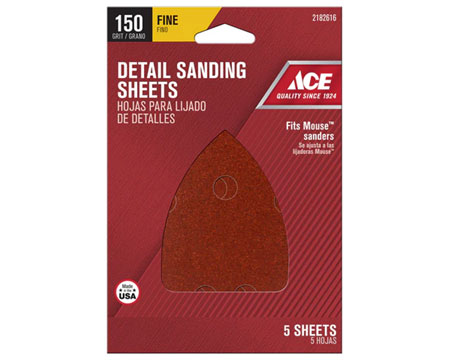 ACE&reg; Mouse� Sanding Sheets - 150 Grit 5 Pack