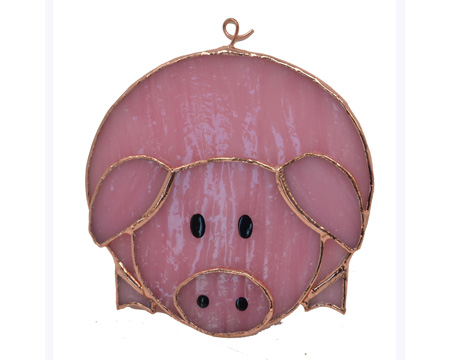 Gift Essentials&reg; Stained Glass Pink Pig Suncatcher