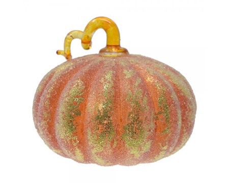 Gift Essentials&reg; Stained Glass Small Frosted Orange LED Pumpkin