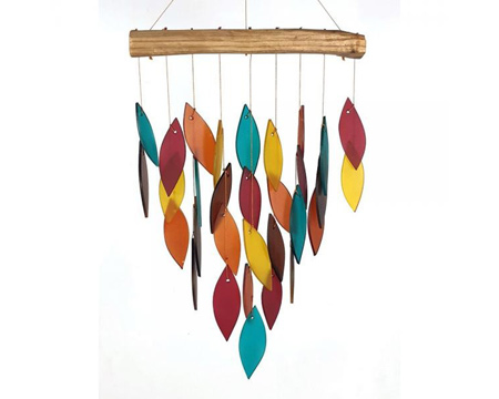 Gift Essentials&reg; Blue Handworks� Santa Fe Waterfall Driftwood Chime Sandblasted Glass