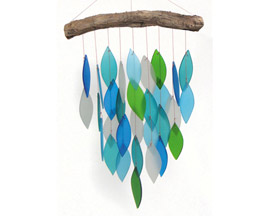 Gift Essentials&reg; Blue Handworks� Ocean Waterfall Glass Driftwood Wind Chime