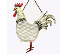 Gift Essentials&reg; White Rooster Sunflower Seed Bird Feeder Metal Mesh 