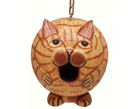 Tabby Cat Shaped Birdhouse