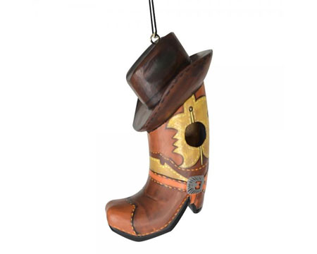 Cowboy Boot with Hat Birdhouse