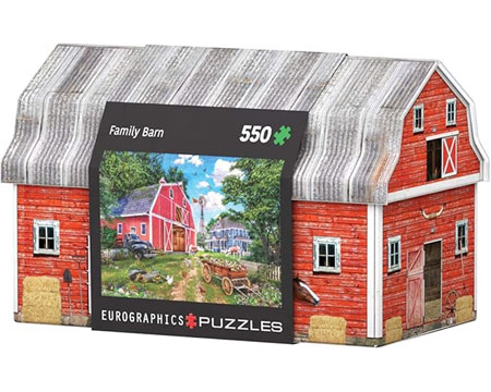 Farm Puzzle in Barn Shaped Tin