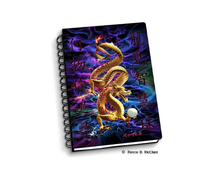 3D Golden Dragon Notebook 