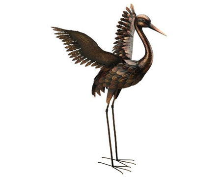 Real Art & Gifts&reg; 41 in. Bronze Crane Statue Wings Up