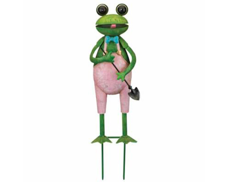 Real Art & Gifts&reg; 15 in. Pink & Green Frog Stake