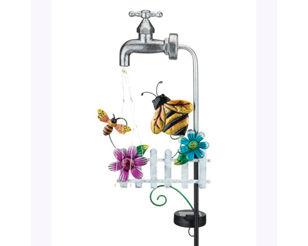 Real Art & Gifts&reg; Solar Stake Metal Faucet - Bee