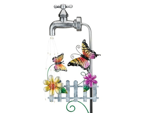 Real Art & Gifts&reg; Solar Stake Metal Faucet - Butterfly