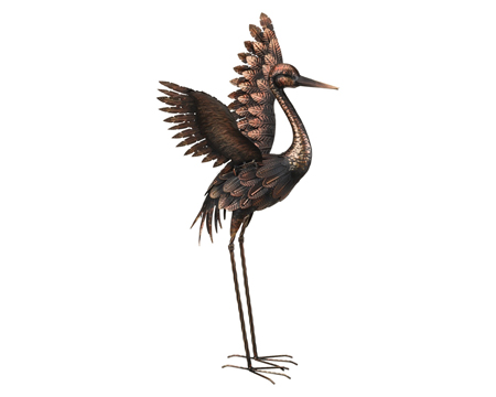 Real Art & Gifts&reg; 28 in. Wings Up Crane Statue - Bronze